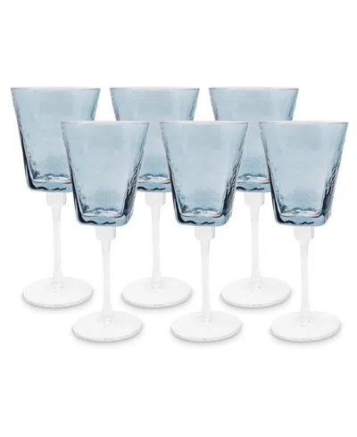 Vivience Hammered Wine Glasses, Set Of 6 In Blue