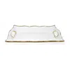Vivience Medium Rectangular Glass Tray With Handles And Rim In White In White