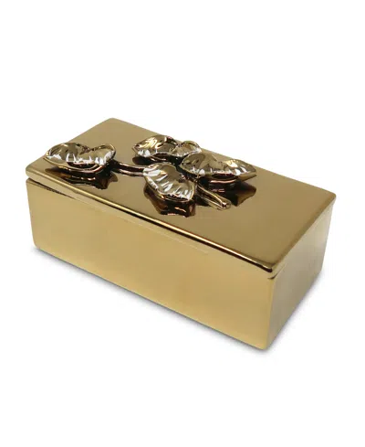 Vivience Oblong Decorative Box With Flower Design Lid, 6" L In Multi