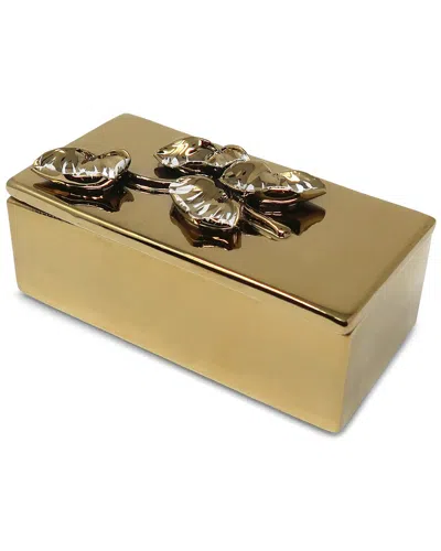 Vivience Oblong Decorative Box With Flower Lid