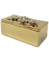 Vivience Oblong Decorative Box With Flower Design Lid, 6" L