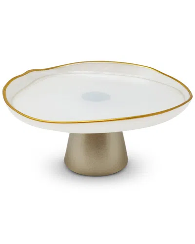 Vivience Organically Shaped Cake Plate In Brown