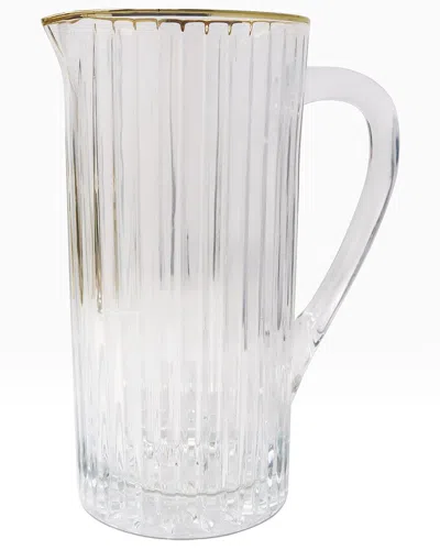 Vivience Pitcher With Linear Design & Rim Detail In Transparent