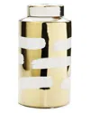 Vivience Porcelain Jar With Cover Brush Design 1 In Gold