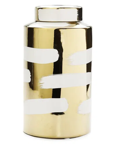 Vivience Porcelain Jar With Cover Brush Design 1 In Gold