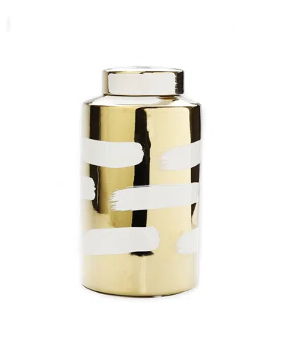 Vivience Porcelain Jar With Cover Brush Design In Multi