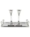 Vivience Rectangle Tray With Candleholder In Metallic