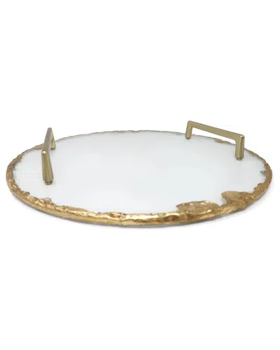 Vivience Round Glass Tray In White