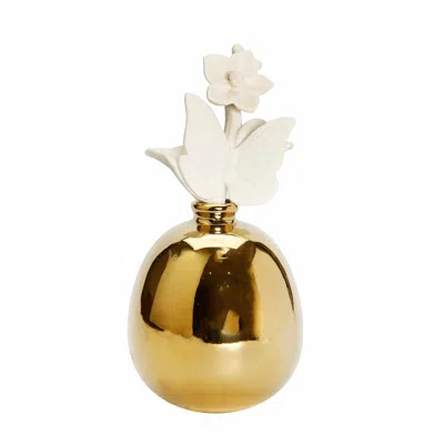 Vivience Round Polished Gold Diffuser, "iris And Rose"