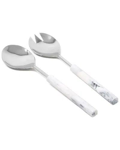 Vivience Salad Server Set With Handle In White