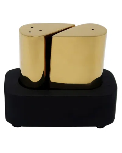 Vivience Salt & Pepper Set With Base In Brown