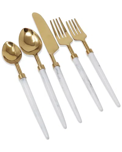 Vivience Service For 4 - Dishwasher Safe 20pc Flatware Set In Gold