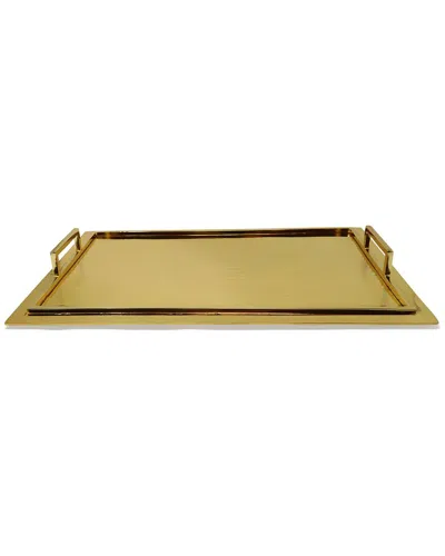 Vivience Serving Tray With Handles - Medium In Gold