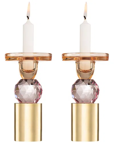 Vivience Set Of 2 Crystal Candlesticks In Multi