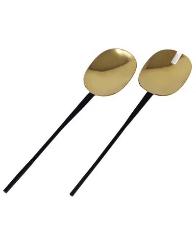 Vivience Set Of 2 Salad Servers With Handles In Gold