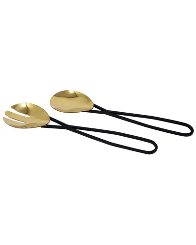 Vivience Set Of 2 Salad Servers With Loop Handles In Gold