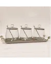 Vivience Set Of 3 Canisters On Rectangle Tray With Ball Knobs In Multi