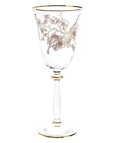 VIVIENCE VIVIENCE SET OF 4 8.75 OZ FLORAL DESIGN WATER GLASSES