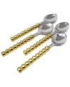 Vivience Set Of 4 Beaded Dessert Spoons/forks In Silver