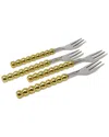 Vivience Set Of 4 Beaded Dessert Spoons/forks In Silver