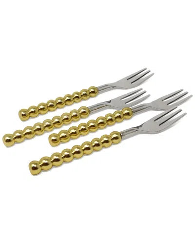 VIVIENCE VIVIENCE SET OF 4 BEADED DESSERT SPOONS/FORKS
