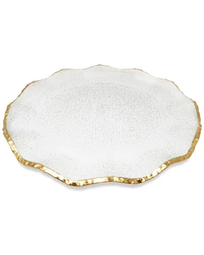 Vivience Set Of 4 Glass Chargers With Scalloped Rim In White