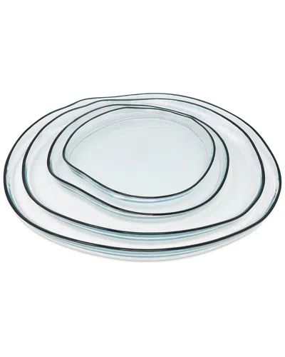 Vivience Set Of 4 Organically Shaped Charger Plates In White