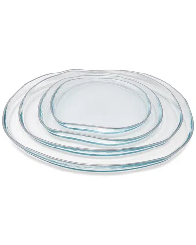 Vivience Set Of 4 Organically Shaped Dessert Plates With Wall Detail In Transparent