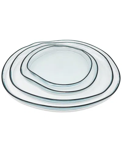 VIVIENCE VIVIENCE SET OF 4 ORGANICALLY SHAPED DINNER PLATES WITH WALL DETAIL