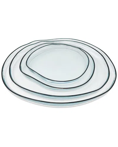 Vivience Set Of 4 Organically Shaped Salad Plates With Wall Detail