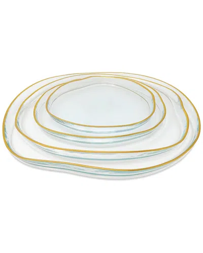 Vivience Set Of 4 Organically Shaped Salad Plates With Wall Detail