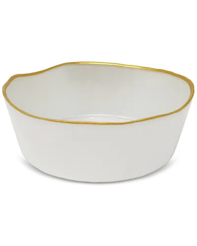 Vivience Set Of 4 Organically Shaped Soup Bowls With Trim Detail In White