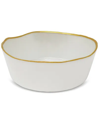 Vivience Set Of 4 Organically Shaped Soup Bowls With Trim Detail In Red