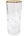 Vivience Set Of 6 Highball Glasses With Block Design & Rim