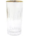 Vivience Set Of 6 Highball Glasses With Linear Design & Rim