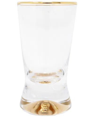 Vivience Set Of 6 Liquor Glasses With Rim & Reflection Base In Gold