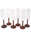 Vivience Set Of 6 Optic Flute Glasses With Stem Detail
