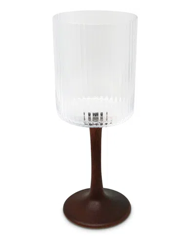 Vivience Set Of 6 Optic Water Glasses With Stem Detail In Blue