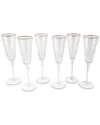 Vivience Set Of 6 Square Hammered Flute Glasses
