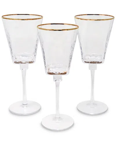 Vivience Set Of 6 Square Hammered Water Glasses In Transparent