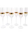 VIVIENCE VIVIENCE SET OF 6 STRIPE FLUTE GLASSES