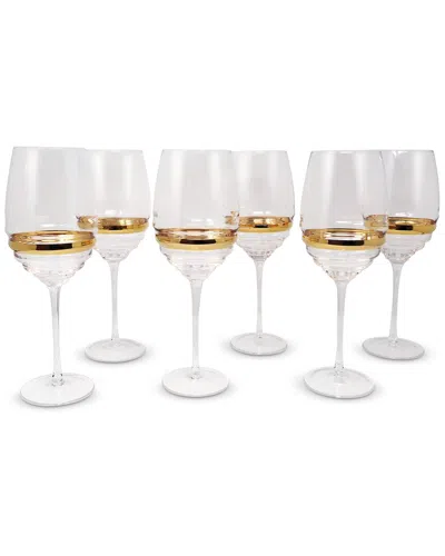 Vivience Set Of 6 Stripe Wine Glasses In White