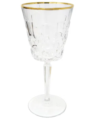 Vivience Set Of 6 Water Glasses With Block Design & Foot Detail In Transparent