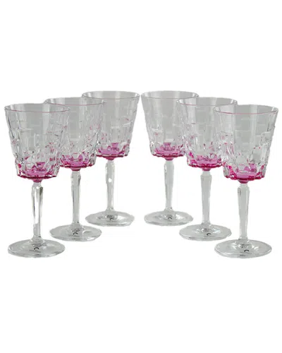Vivience Set Of 6 Water Glasses With Bottom Detail In Transparent