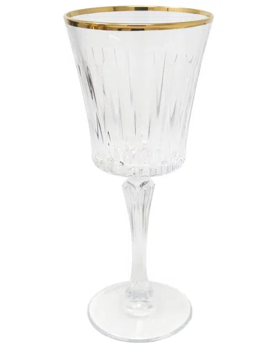 Vivience Set Of 6 Water Glasses With Linear Design & Rim Detail In Transparent