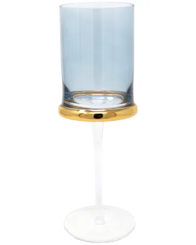 Vivience Set Of 6 Water Glasses With Ring & Stem In Blue