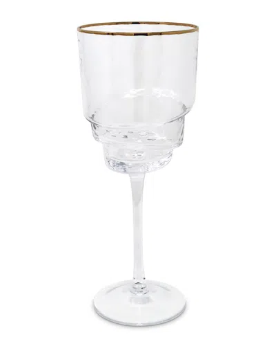 Vivience Set Of 6 Wine Glasses With Design On Bottom In White