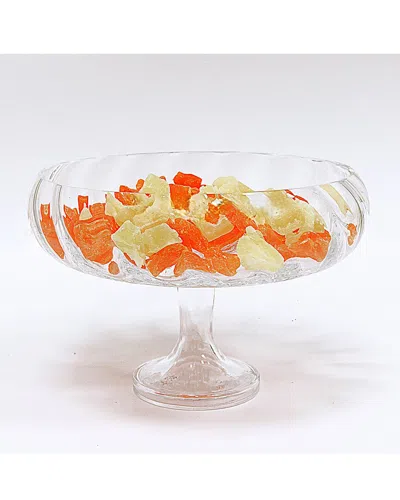 Vivience Simple Footed Bowl With Spiral Design In Transparent