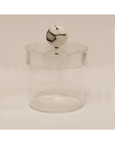 Vivience Small Acrylic Canister With Ball Knob In White
