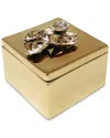 Vivience Square Decorative Box With Flower Design On The Lid, 4" L